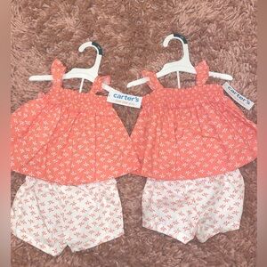 Carters twin baby girl outfit set 3M